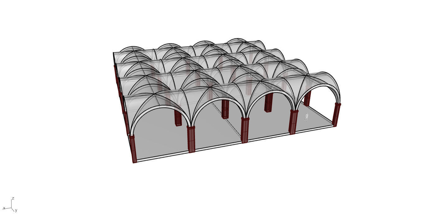 Arched Vault Structure Array Architecture Design 3D model_40