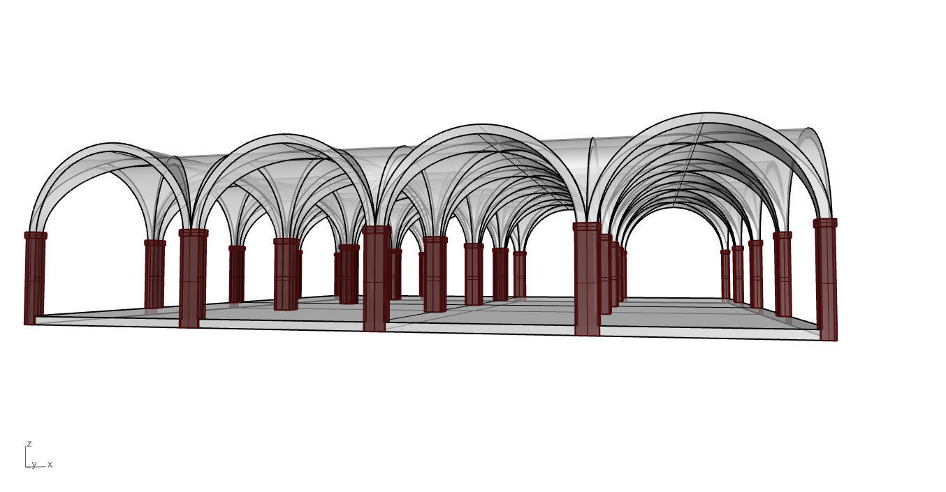 Arched Vault Structure Array Architecture Design 3D model_65