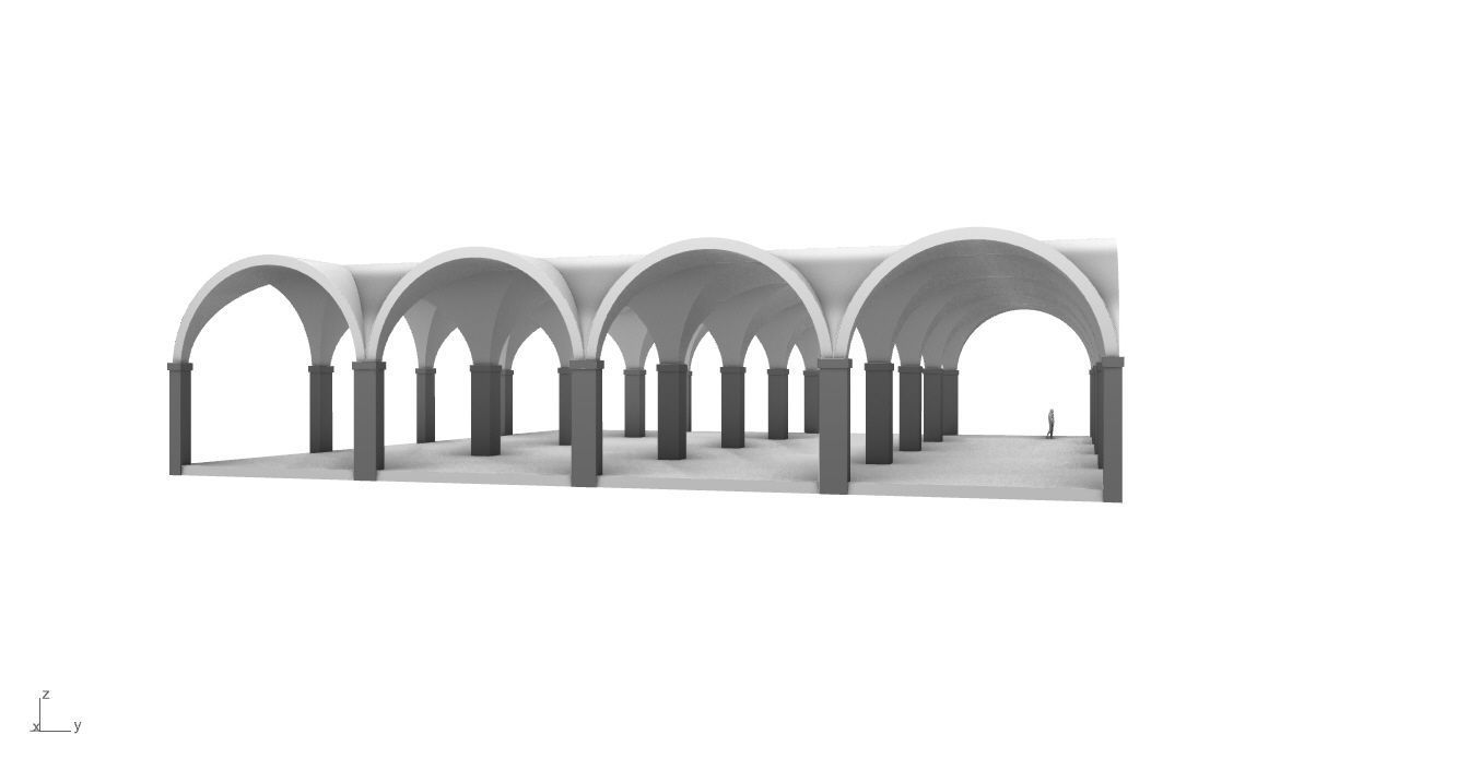 Arched Vault Structure Array Architecture Design 3D model_10