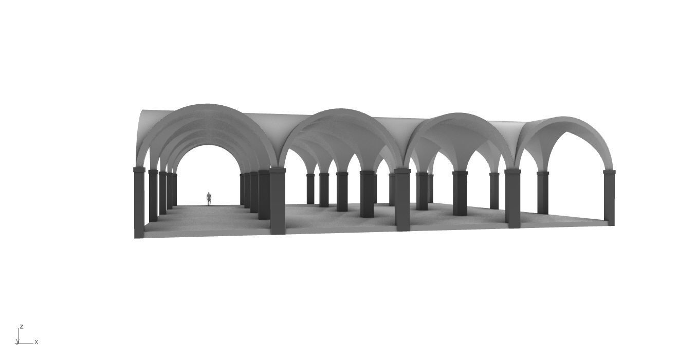 Arched Vault Structure Array Architecture Design 3D model_11