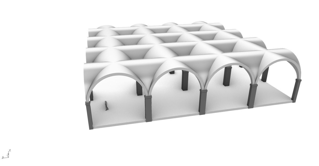 Arched Vault Structure Array Architecture Design 3D model_13