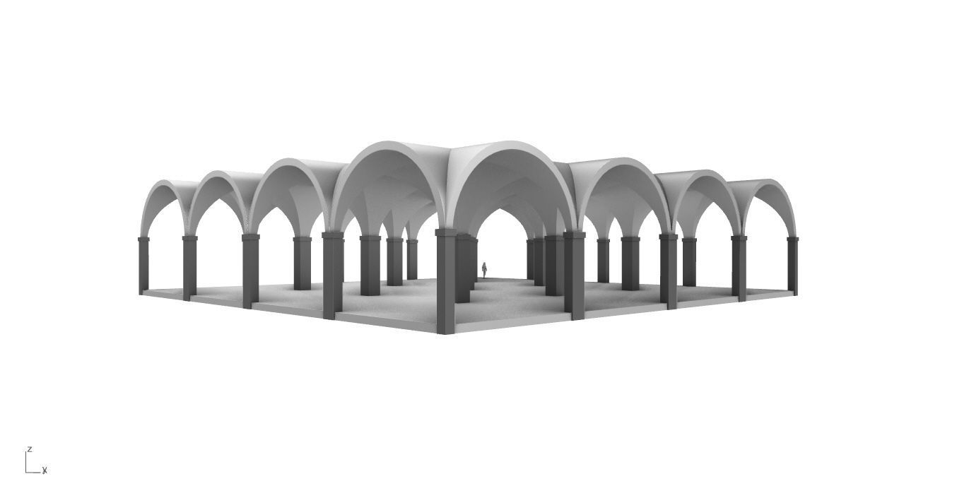 Arched Vault Structure Array Architecture Design 3D model_7