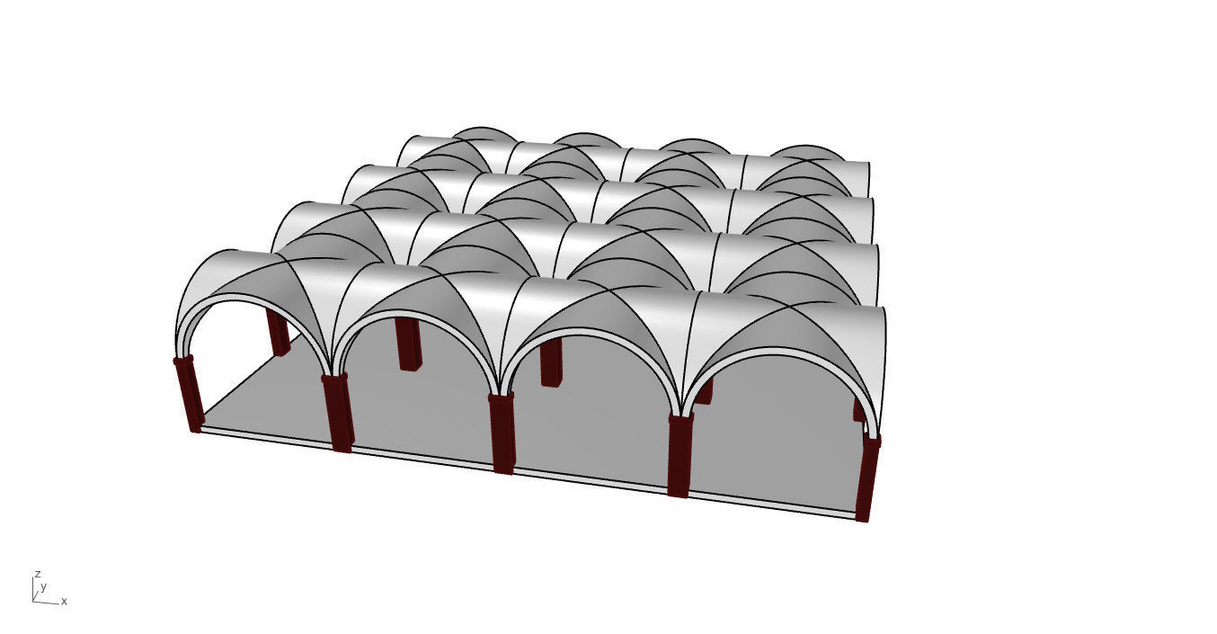 Arched Vault Structure Array Architecture Design 3D model_31
