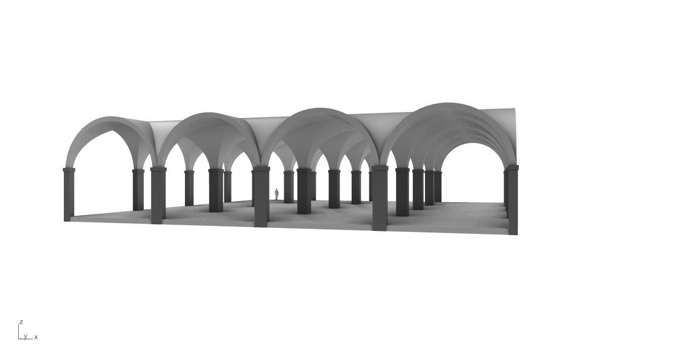 Arched Vault Structure Array Architecture Design 3D model_14