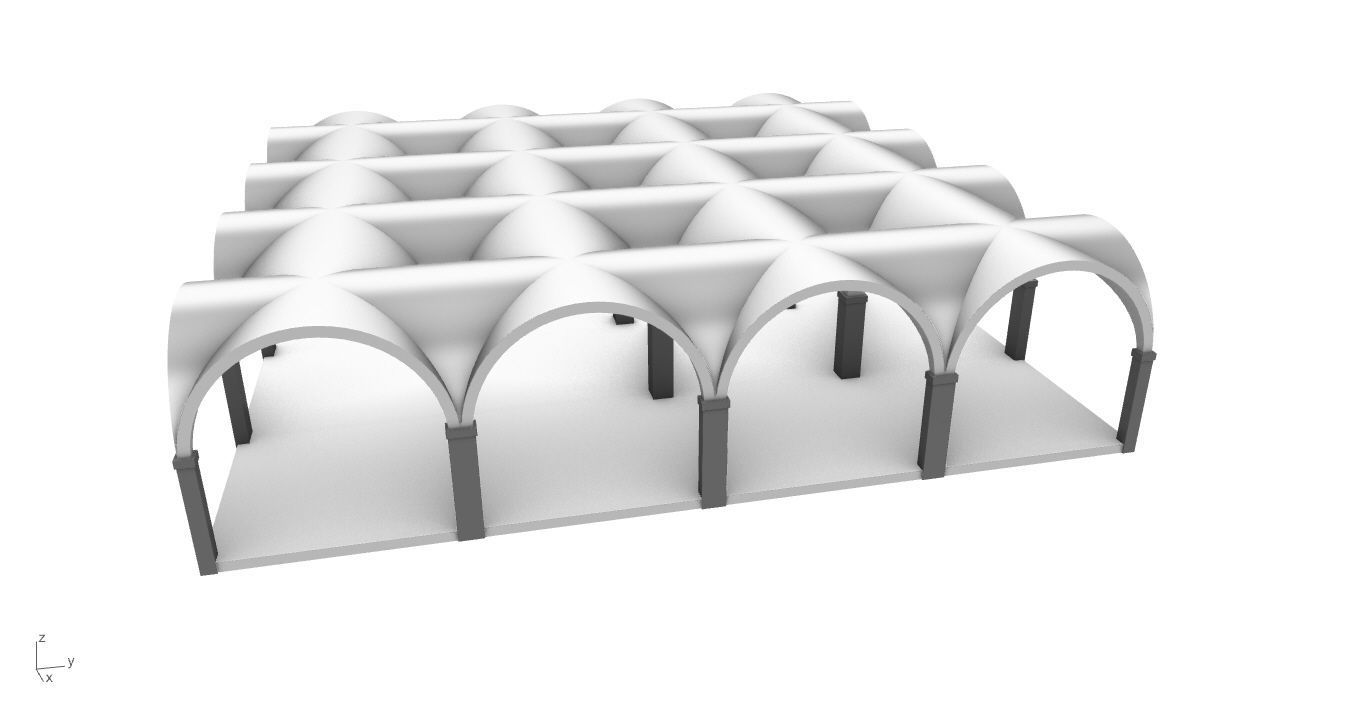 Arched Vault Structure Array Architecture Design 3D model_61