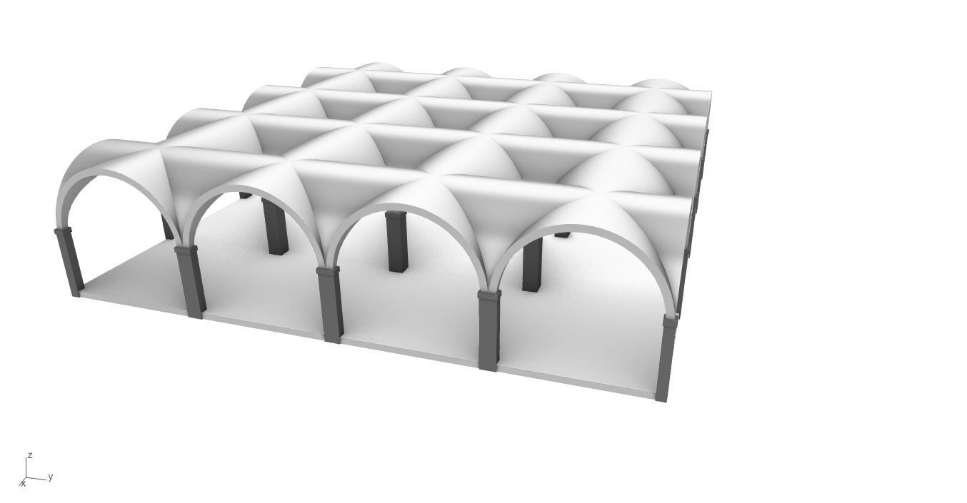 Arched Vault Structure Array Architecture Design 3D model_27