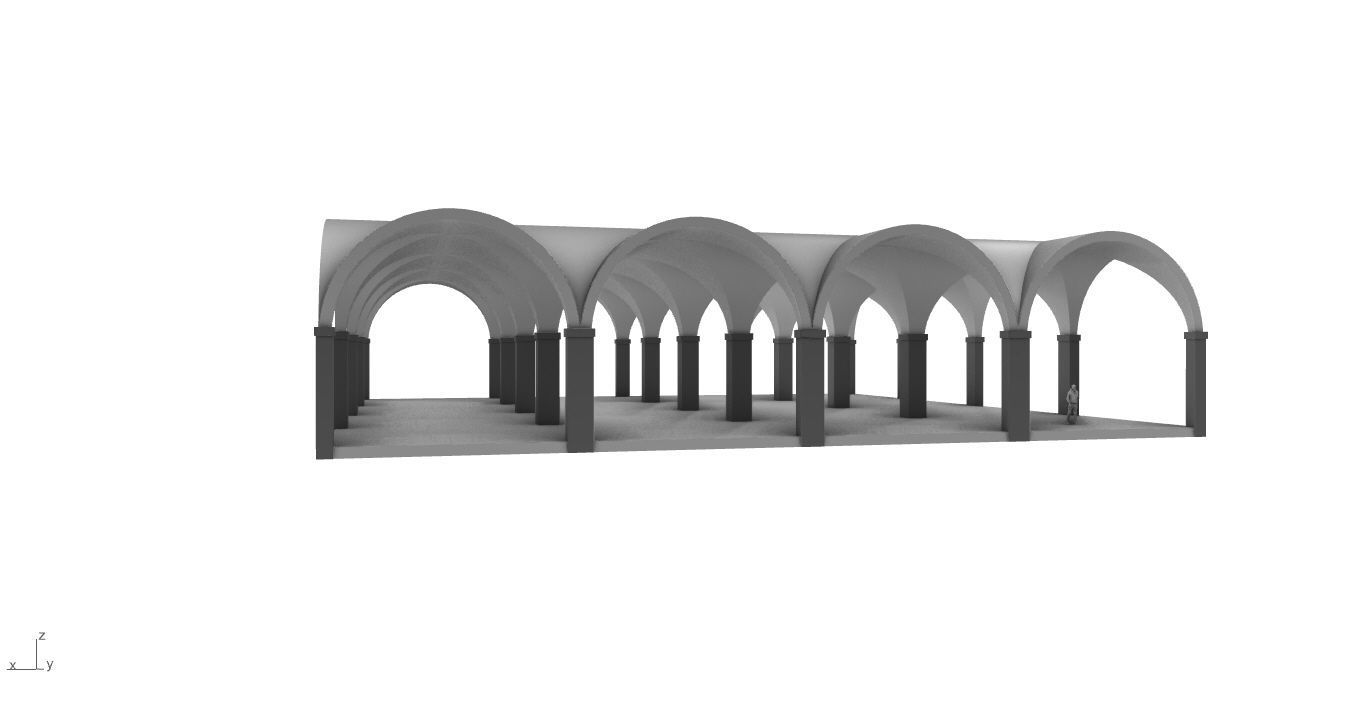 Arched Vault Structure Array Architecture Design 3D model_18