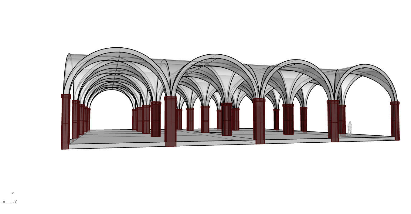 Arched Vault Structure Array Architecture Design 3D model_46