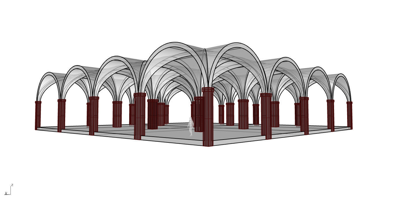 Arched Vault Structure Array Architecture Design 3D model_62