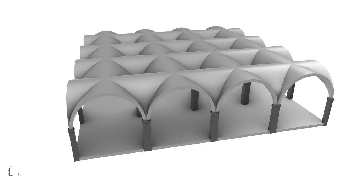 Arched Vault Structure Array Architecture Design 3D model_22