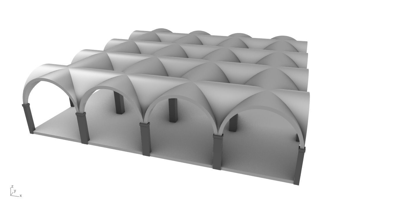 Arched Vault Structure Array Architecture Design 3D model_19
