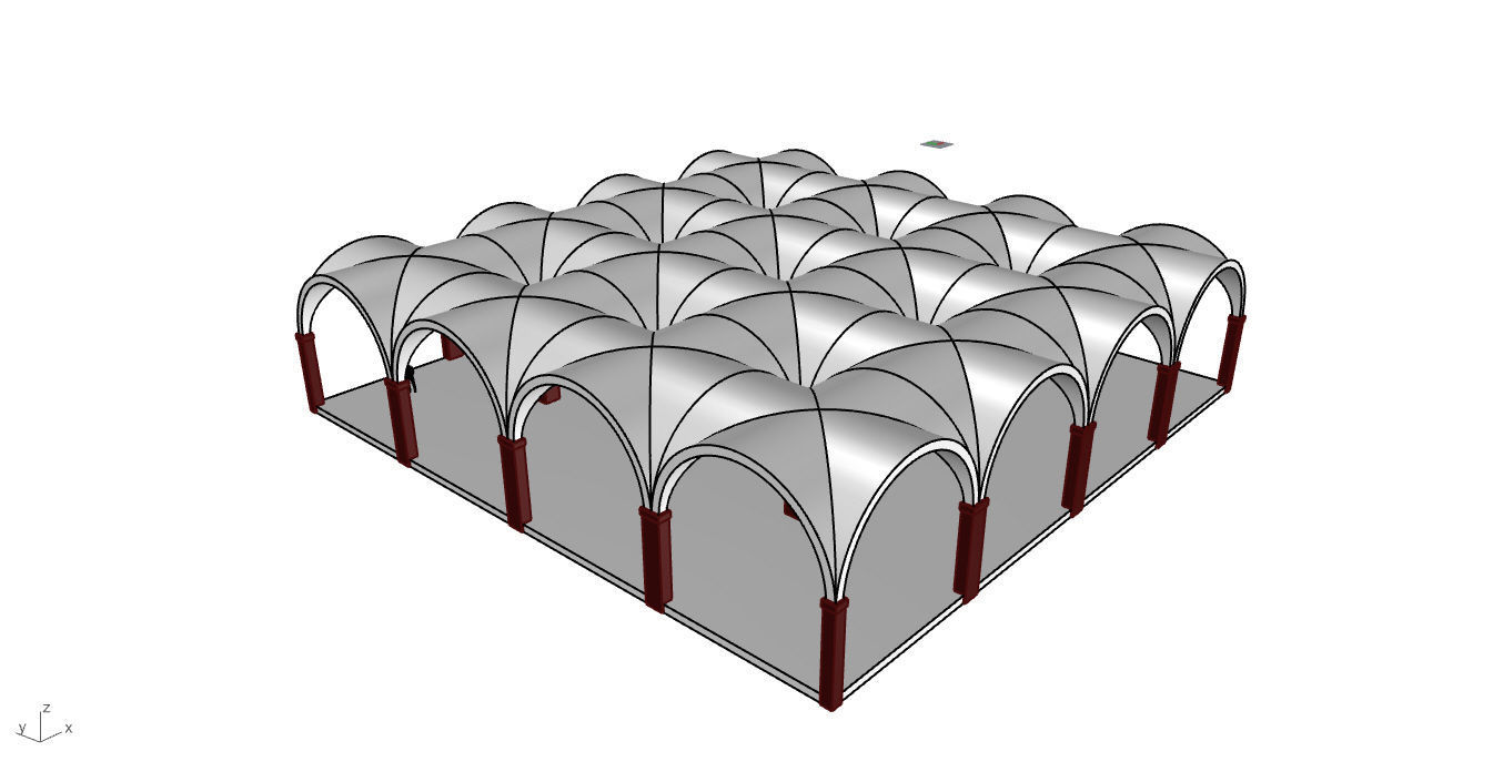 Arched Vault Structure Array Architecture Design 3D model_30