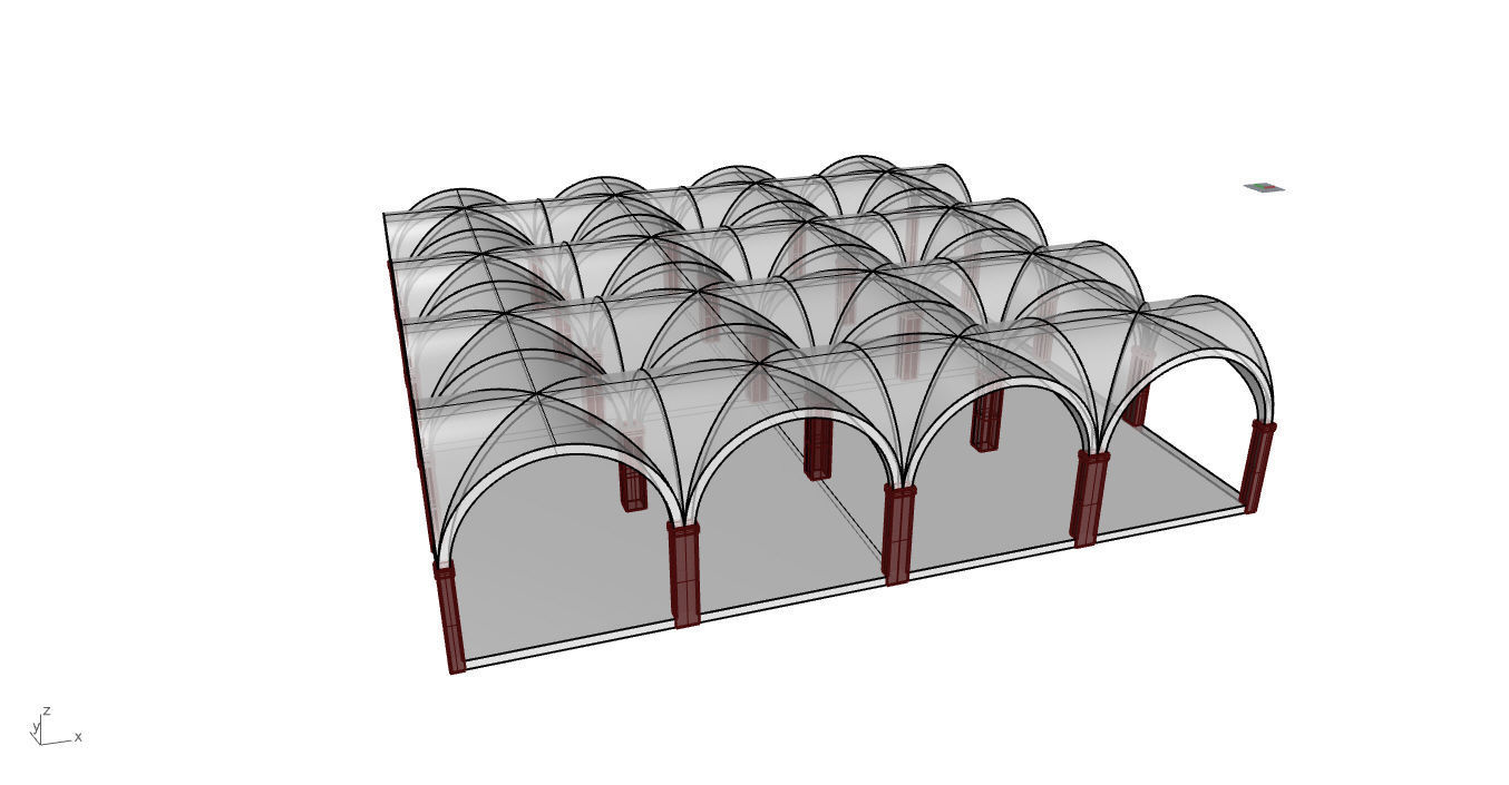 Arched Vault Structure Array Architecture Design 3D model_59