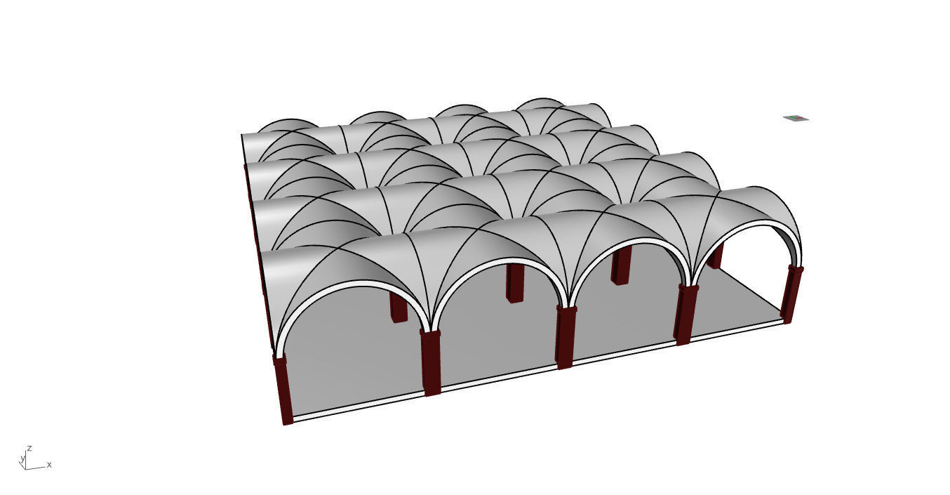 Arched Vault Structure Array Architecture Design 3D model_37