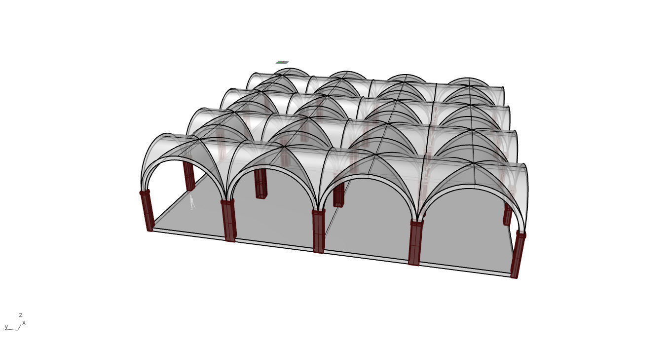 Arched Vault Structure Array Architecture Design 3D model_58