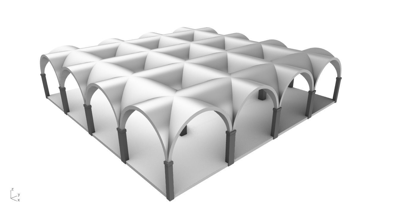 Arched Vault Structure Array Architecture Design 3D model_21