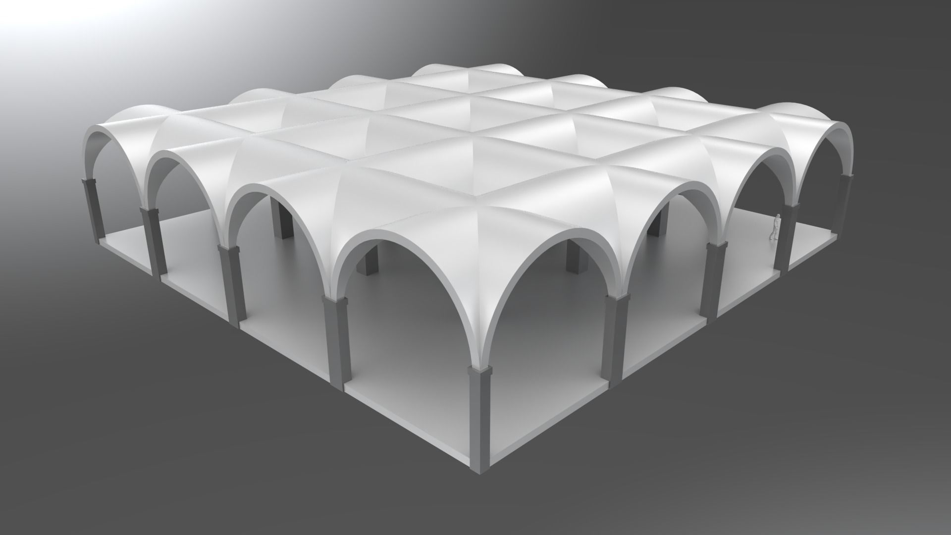 Arched Vault Structure Array Architecture Design 3D model_3