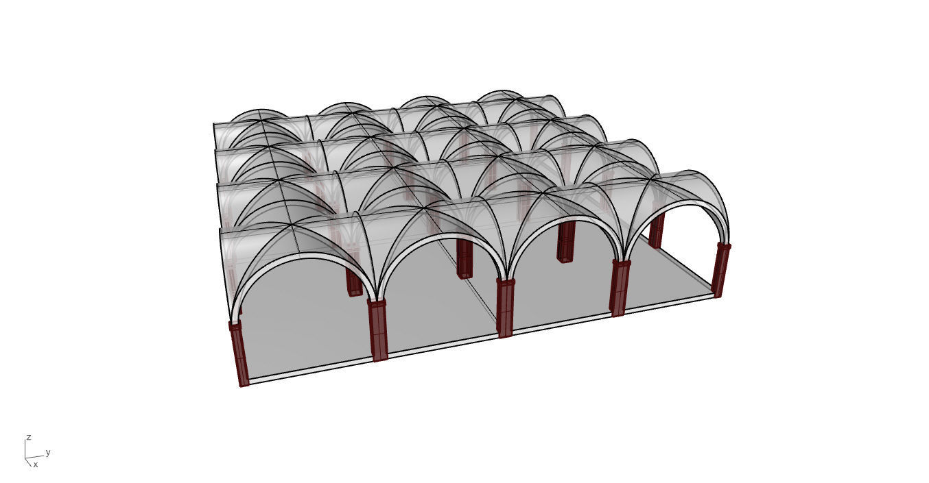 Arched Vault Structure Array Architecture Design 3D model_39
