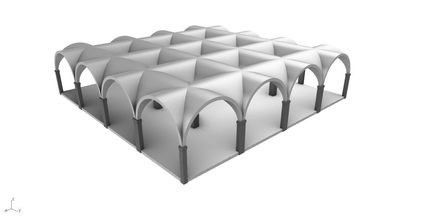 Arched Vault Structure Array Architecture Design 3D model_24