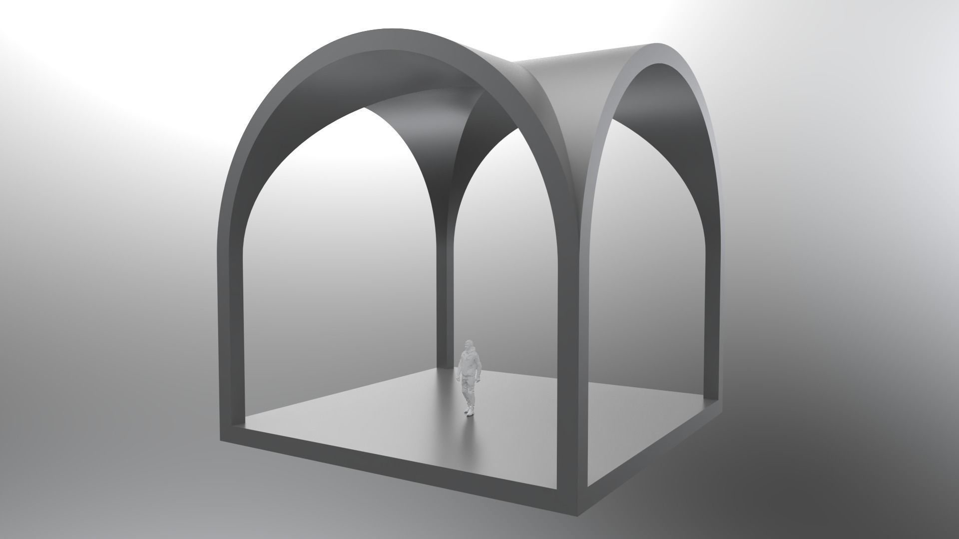 Arched Vault Structure Array Architecture Design 3D model_5