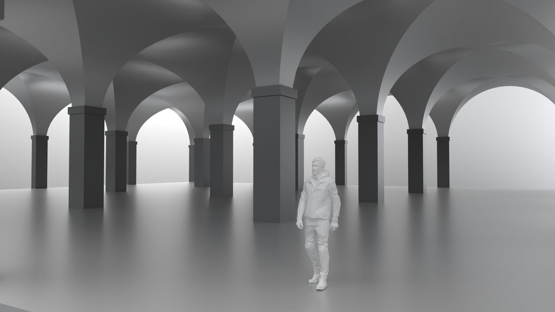 Arched Vault Structure Array Architecture Design 3D model_2