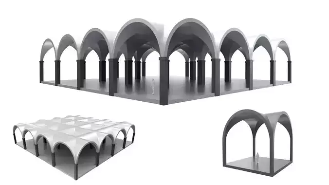 Arched Vault Structure Array Architecture Design 3D model