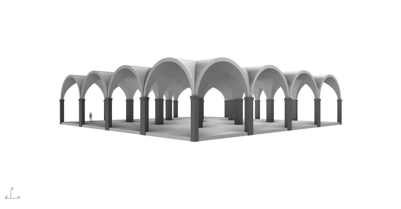Arched Vault Structure Array Architecture Design 3D model_8
