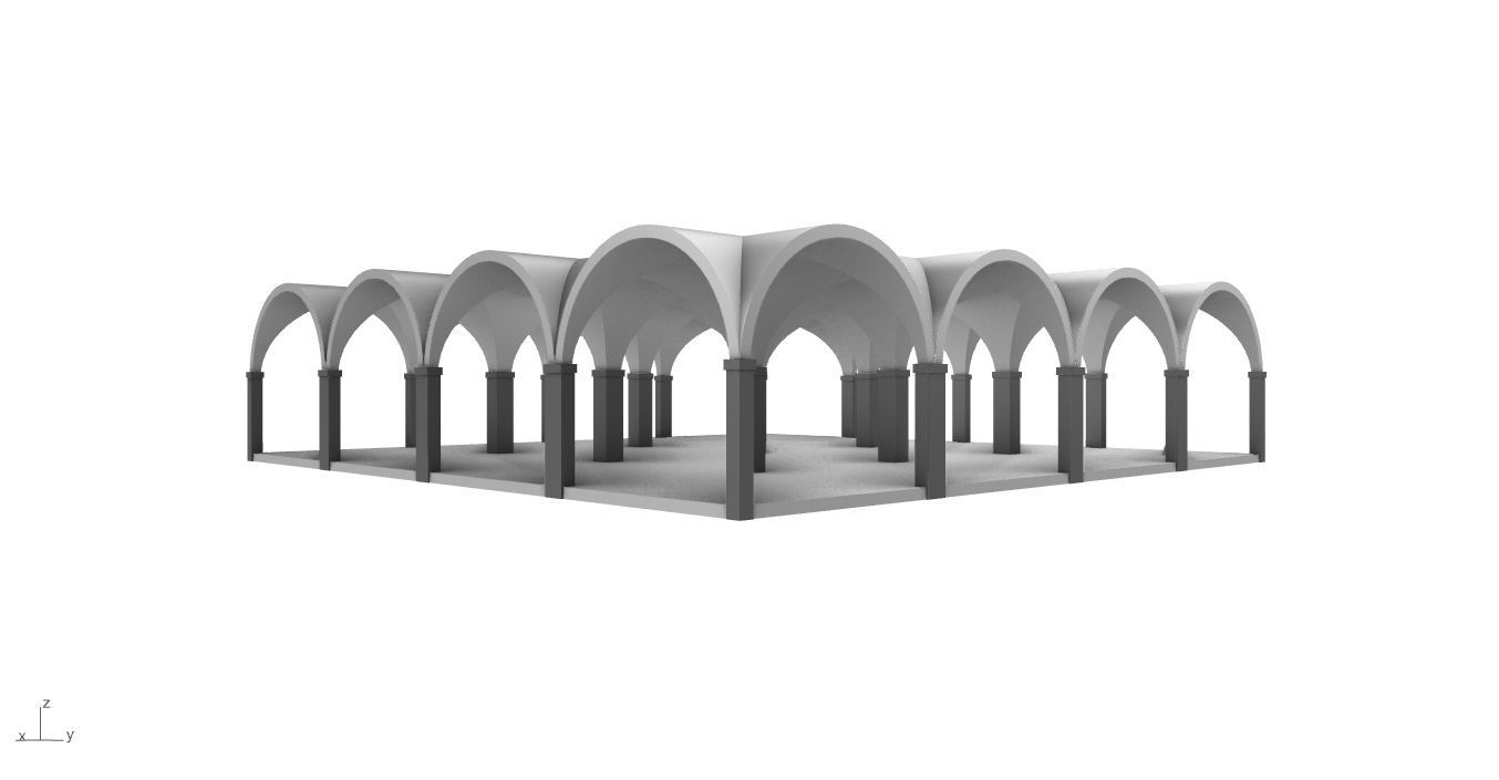Arched Vault Structure Array Architecture Design 3D model_12