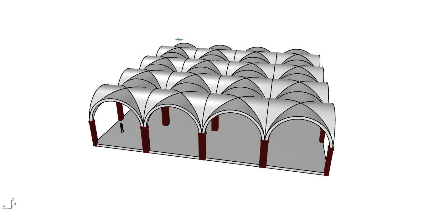 Arched Vault Structure Array Architecture Design 3D model_29