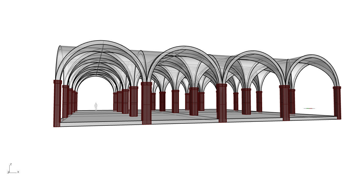 Arched Vault Structure Array Architecture Design 3D model_42