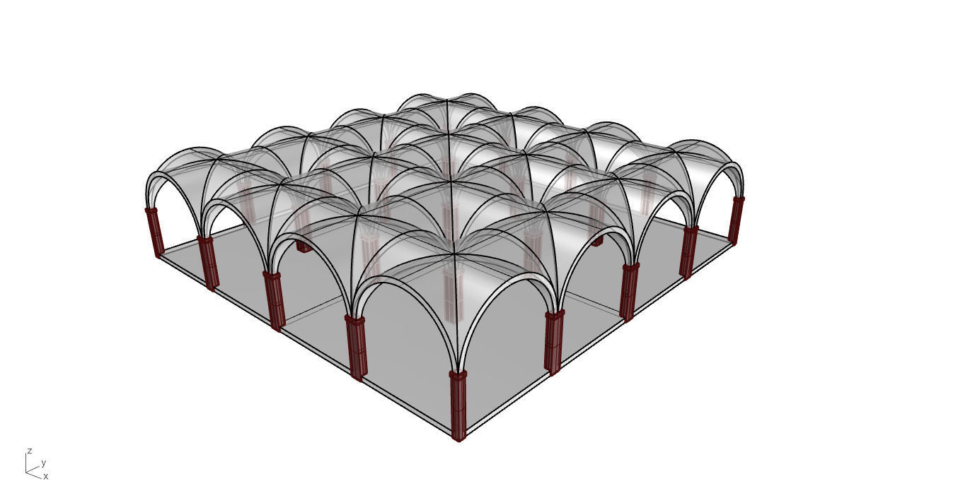 Arched Vault Structure Array Architecture Design 3D model_64