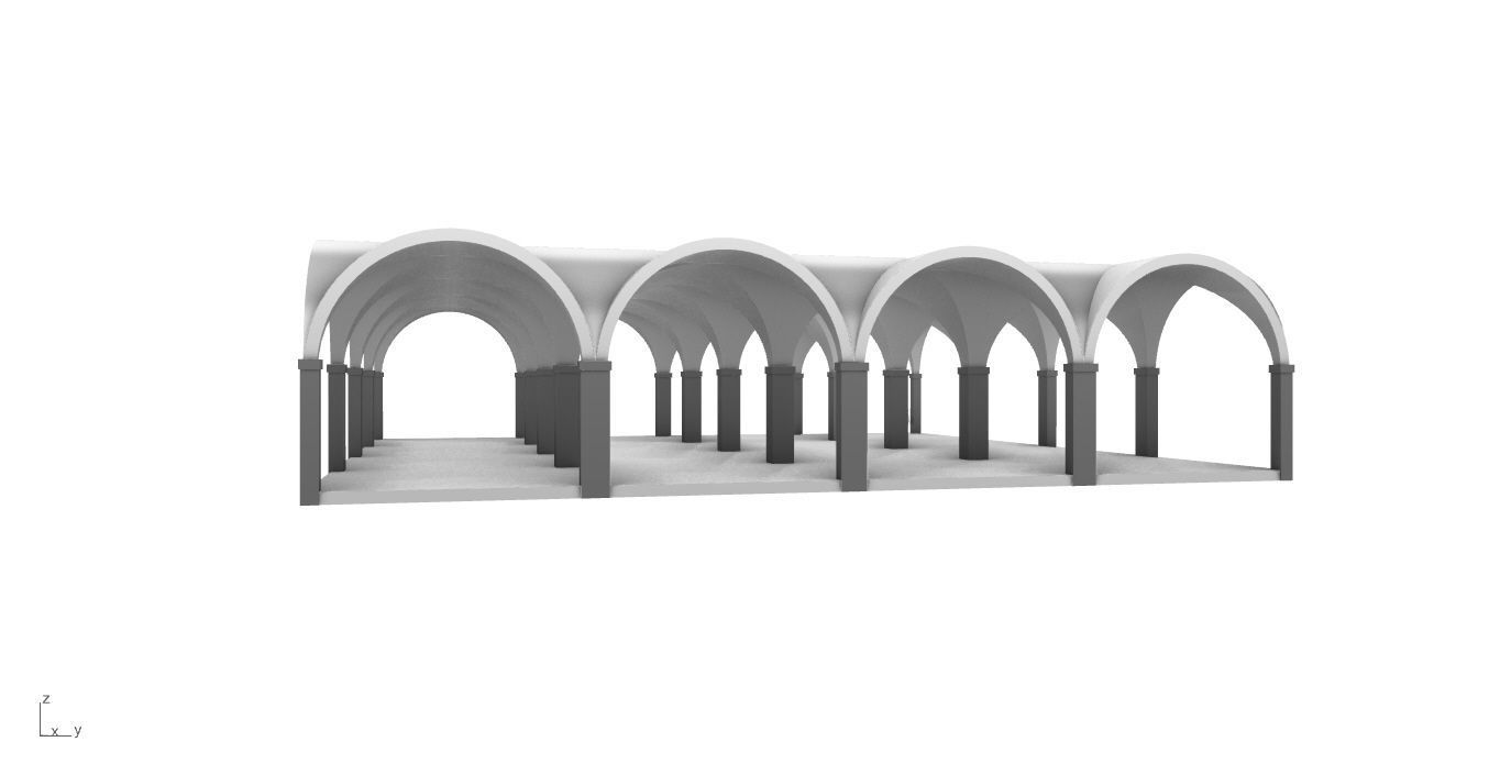 Arched Vault Structure Array Architecture Design 3D model_9