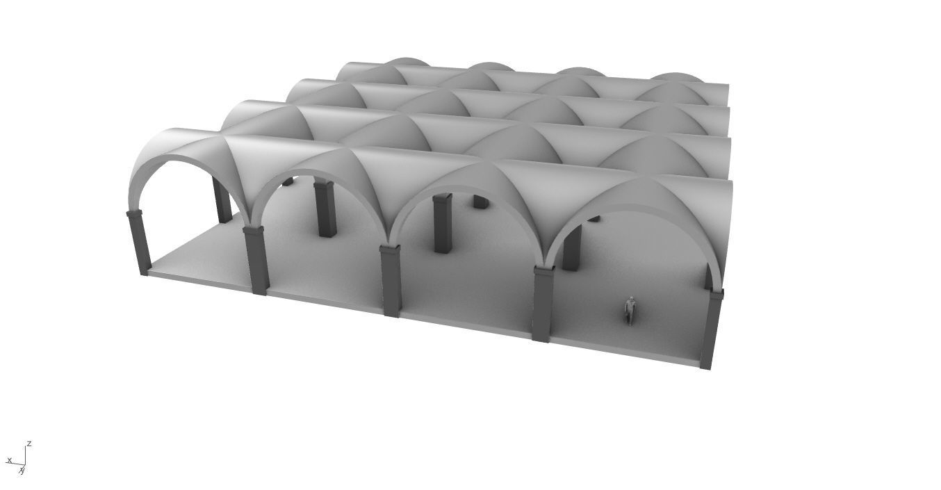 Arched Vault Structure Array Architecture Design 3D model_25