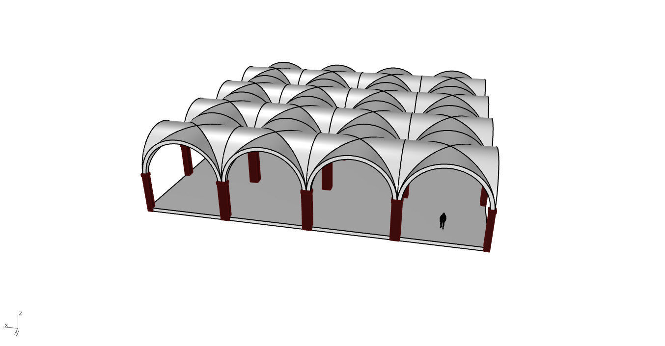 Arched Vault Structure Array Architecture Design 3D model_52