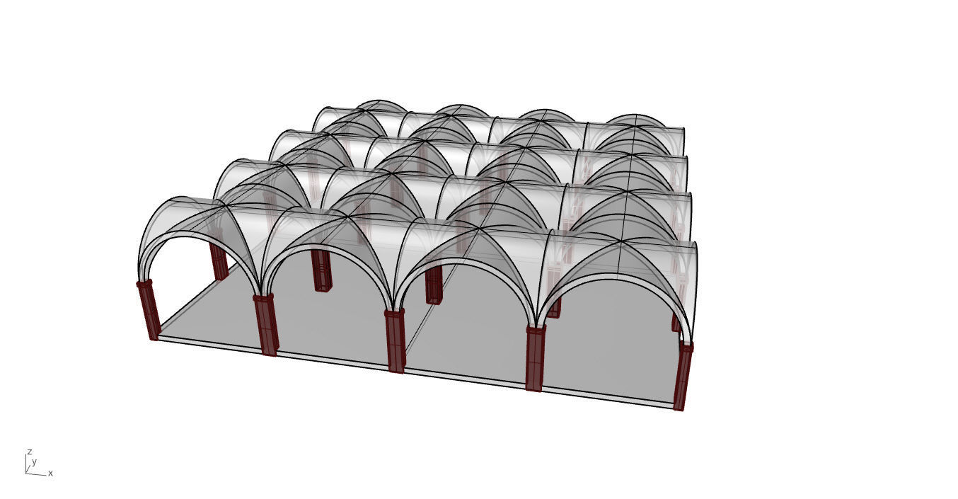 Arched Vault Structure Array Architecture Design 3D model_43