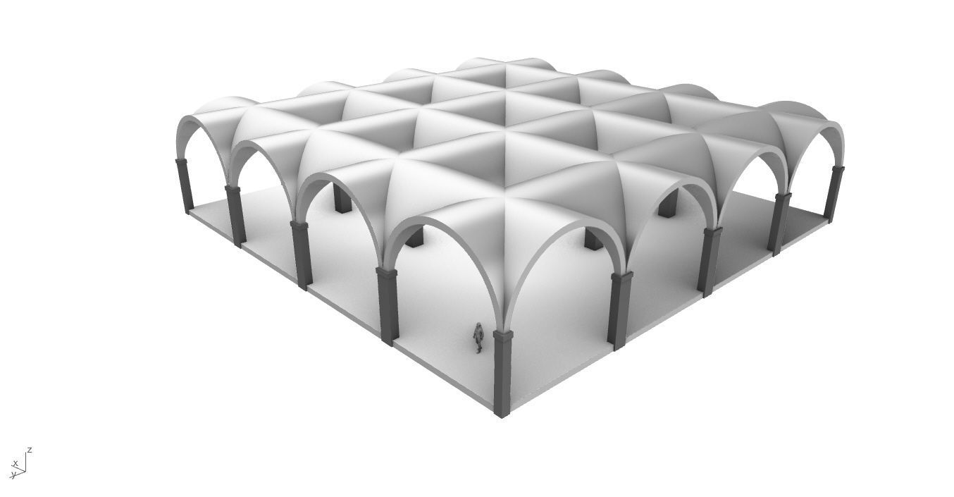 Arched Vault Structure Array Architecture Design 3D model_26