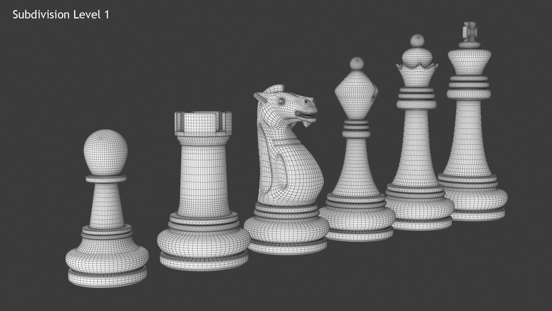 Chess Pieces Low-poly 3D model_12