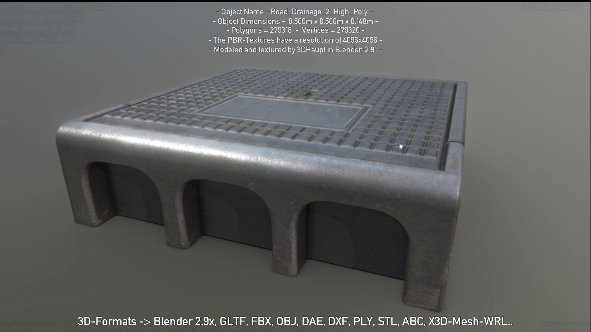 Road Drainage 2 High Poly Version 3D model_2