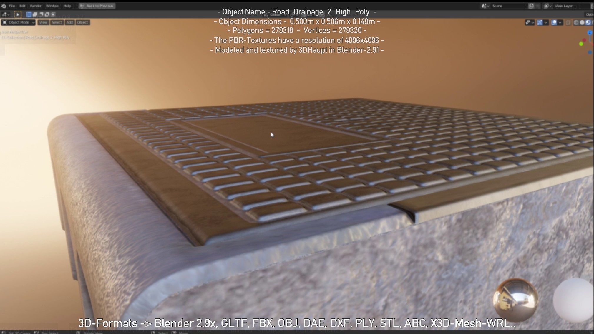 Road Drainage 2 High Poly Version 3D model_11