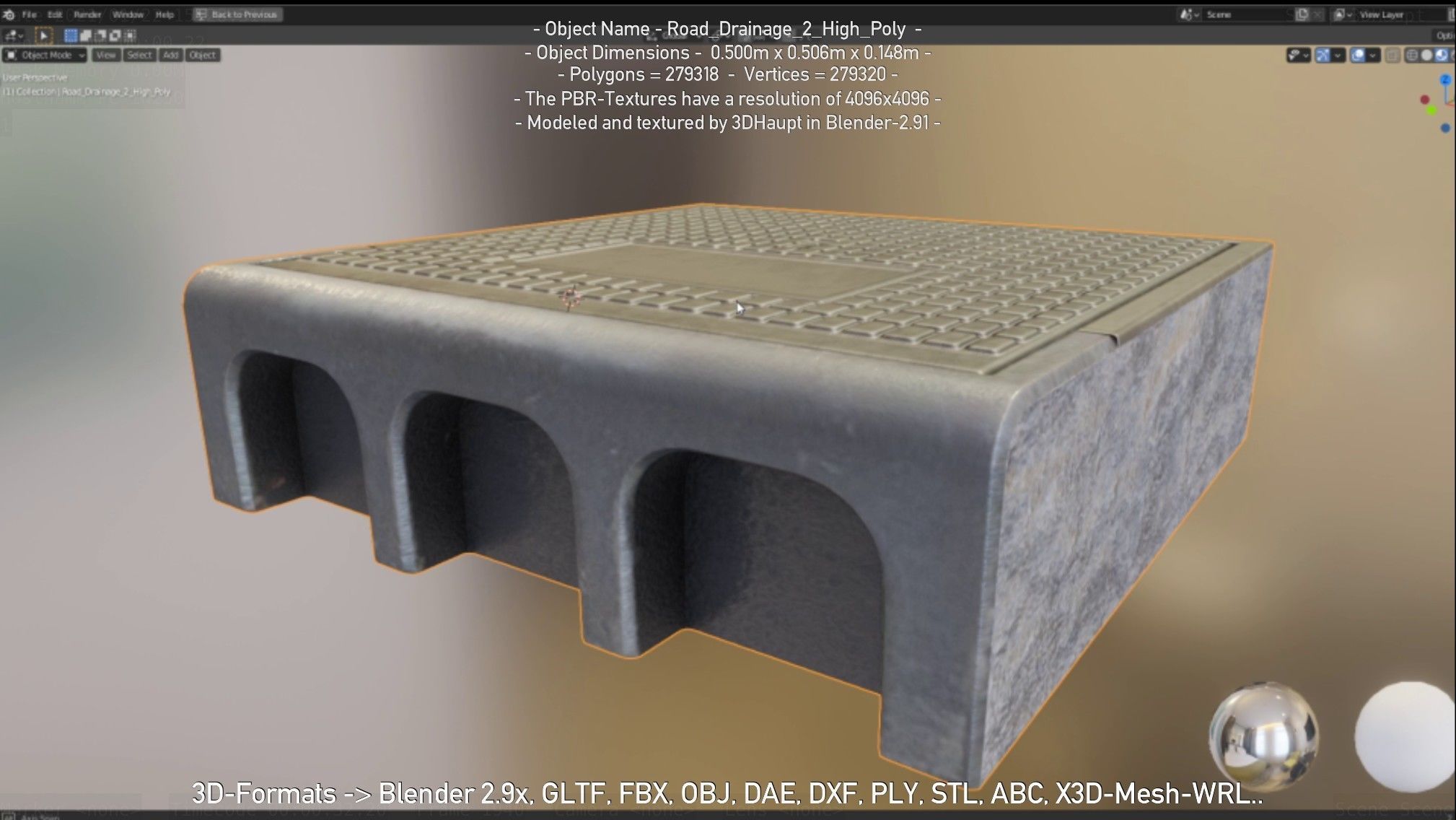 Road Drainage 2 High Poly Version 3D model_18