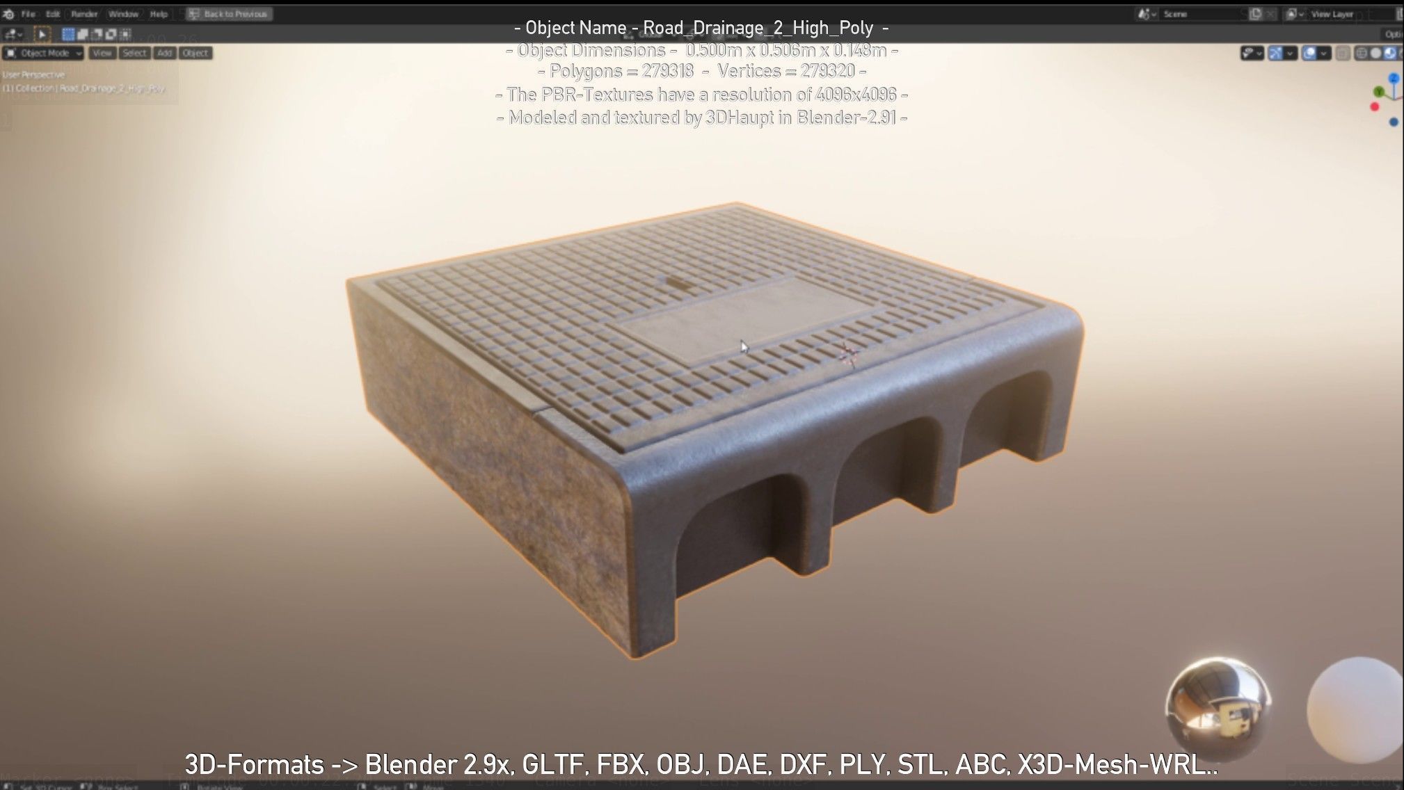 Road Drainage 2 High Poly Version 3D model_15