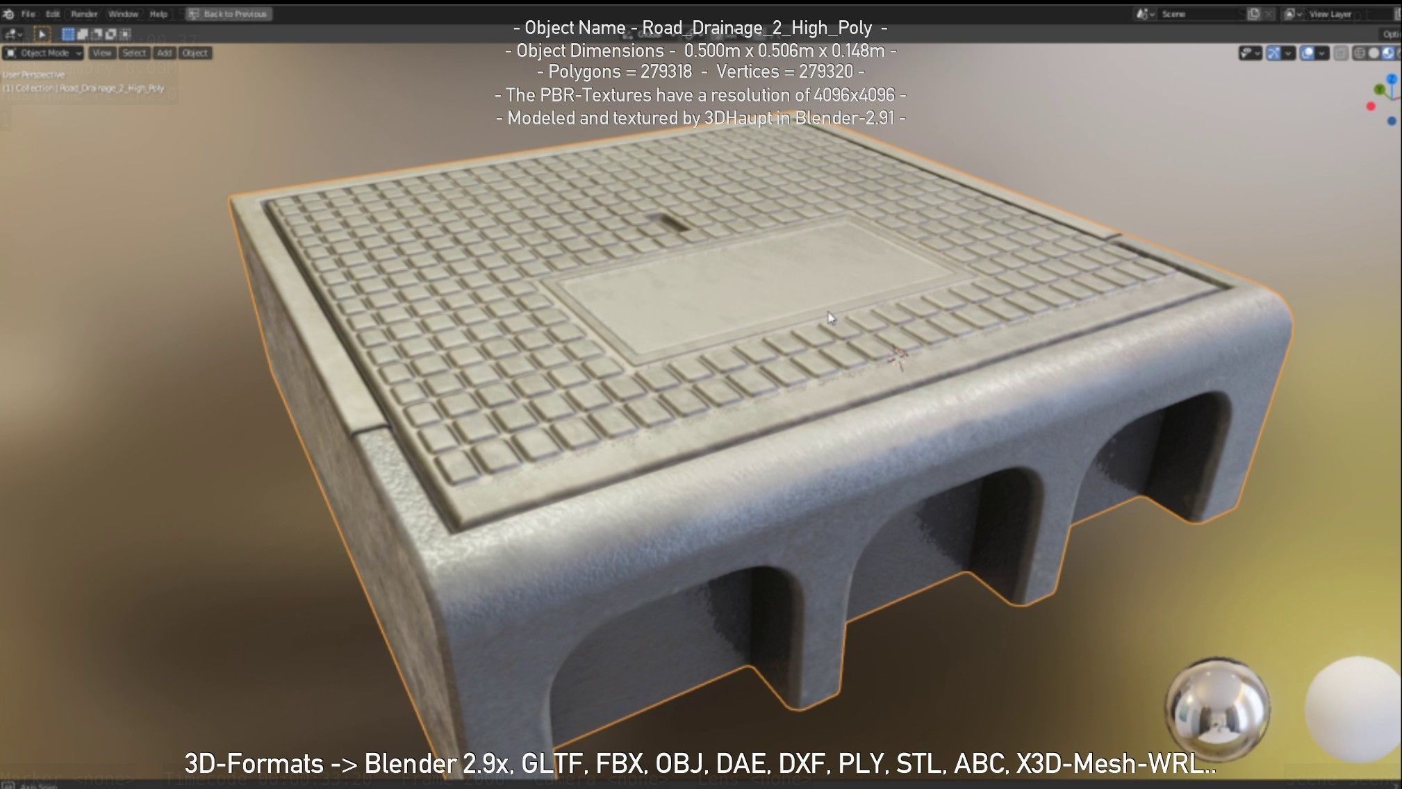 Road Drainage 2 High Poly Version 3D model_38