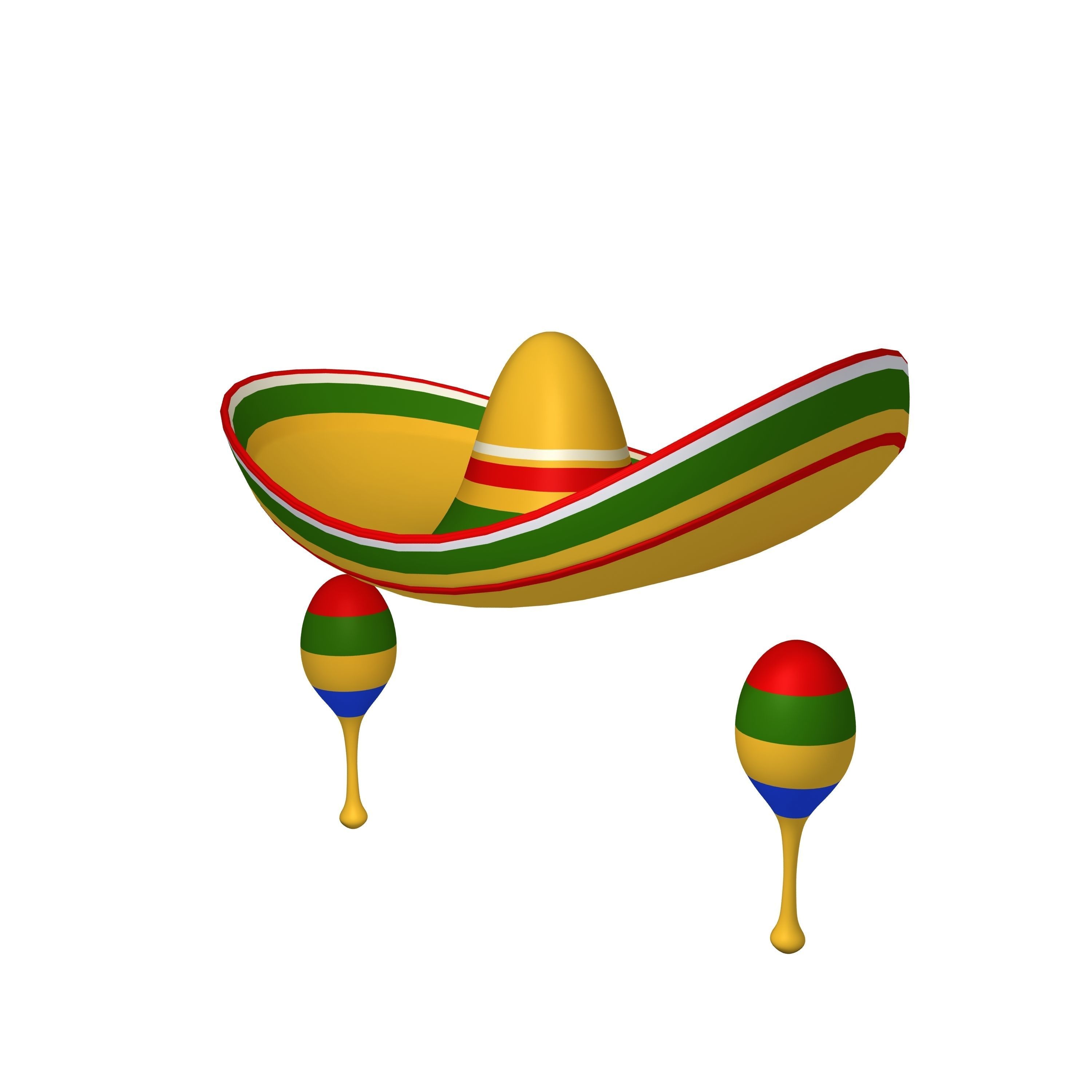Sombrero And Maracas Cartoon 3D model_3