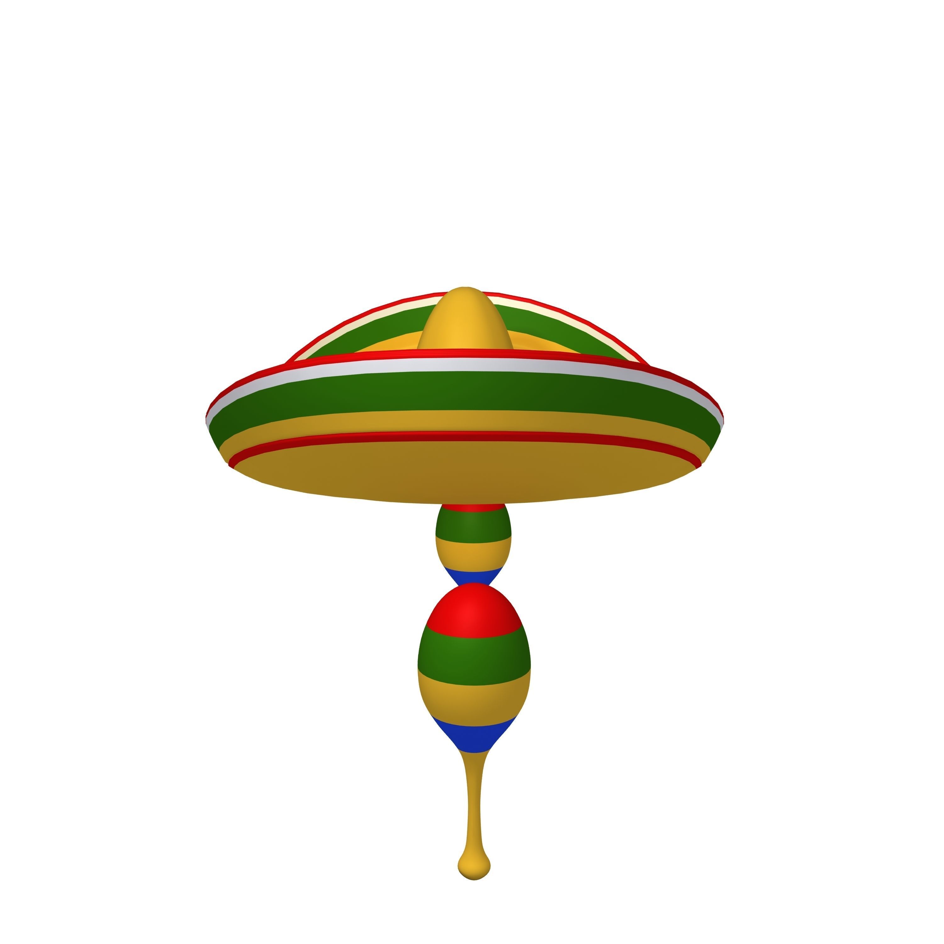 Sombrero And Maracas Cartoon 3D model_1