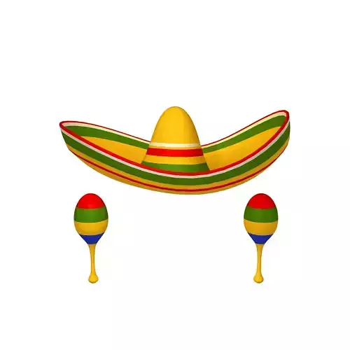 Sombrero And Maracas Cartoon 3D model