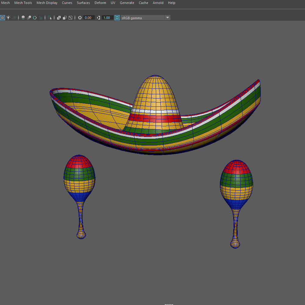 Sombrero And Maracas Cartoon 3D model_13