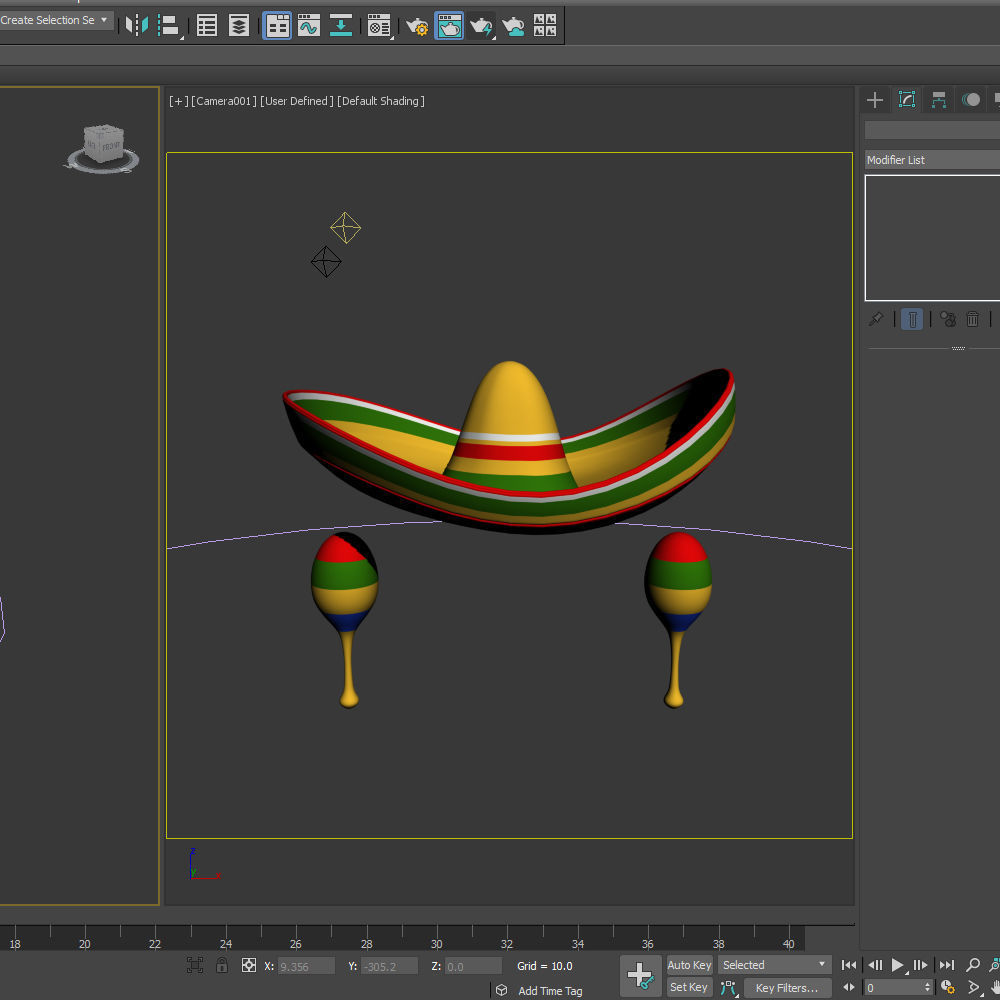 Sombrero And Maracas Cartoon 3D model_15