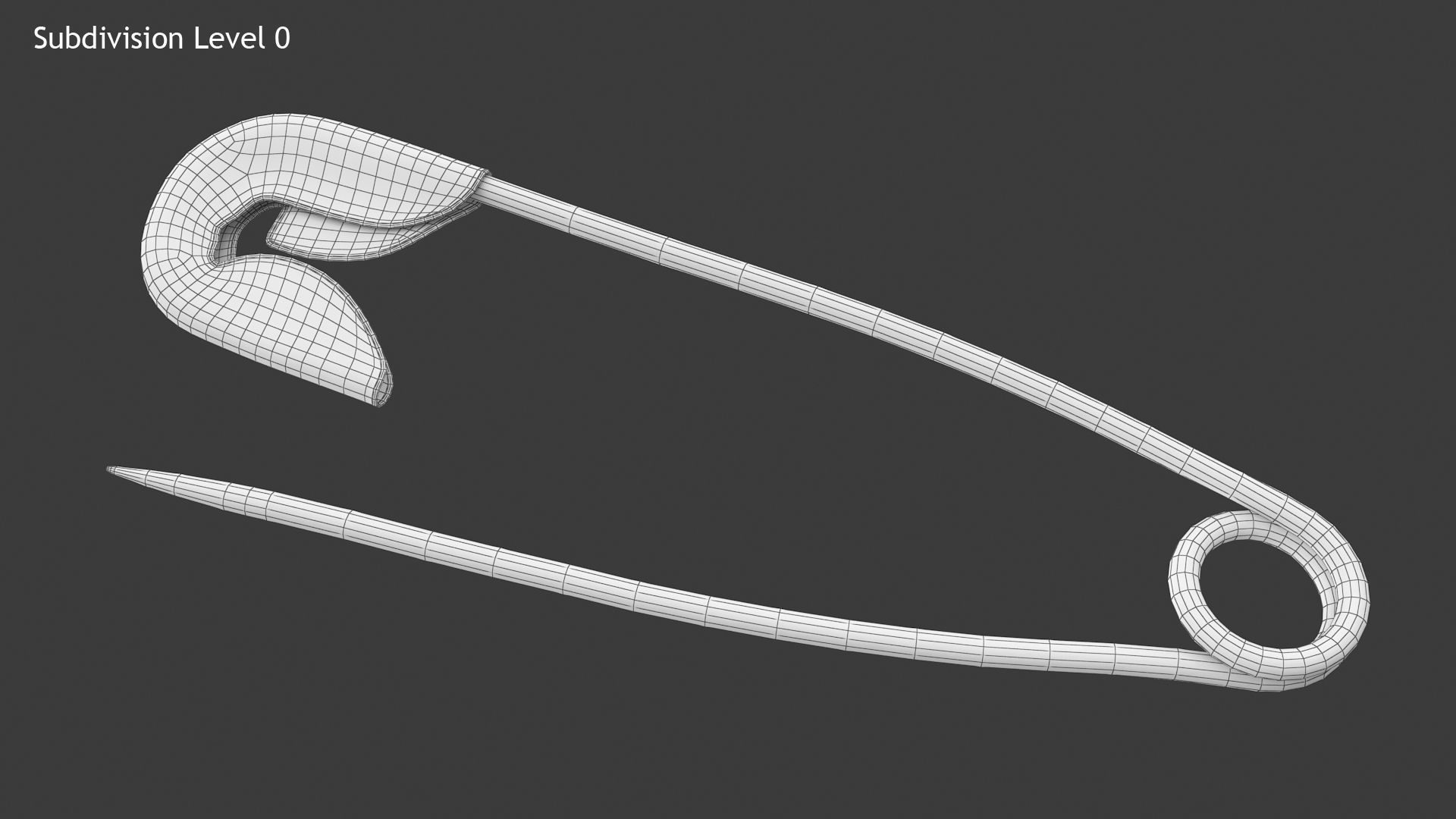Safety Pin Open Low-poly 3D model_9