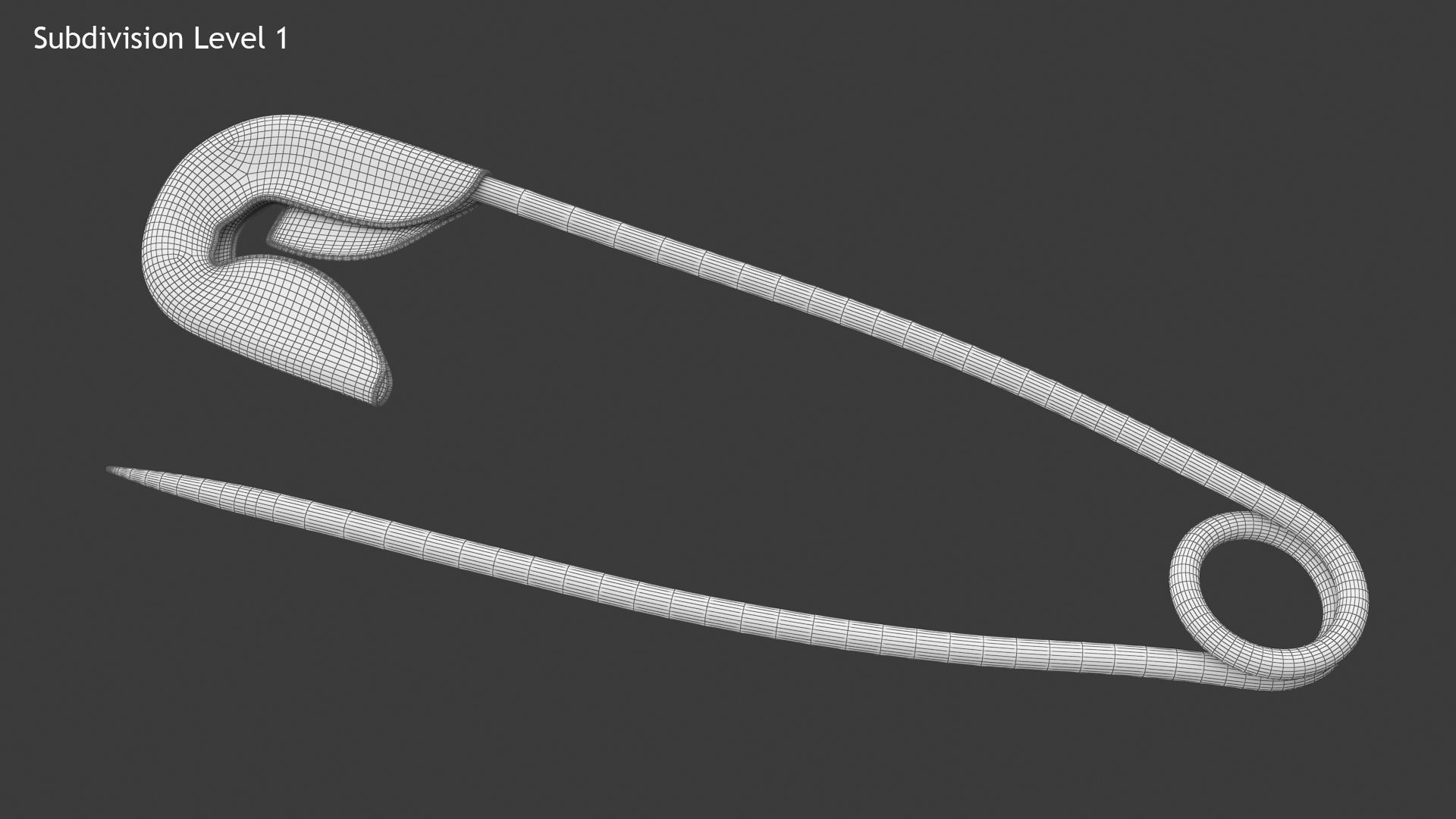 Safety Pin Open Low-poly 3D model_10