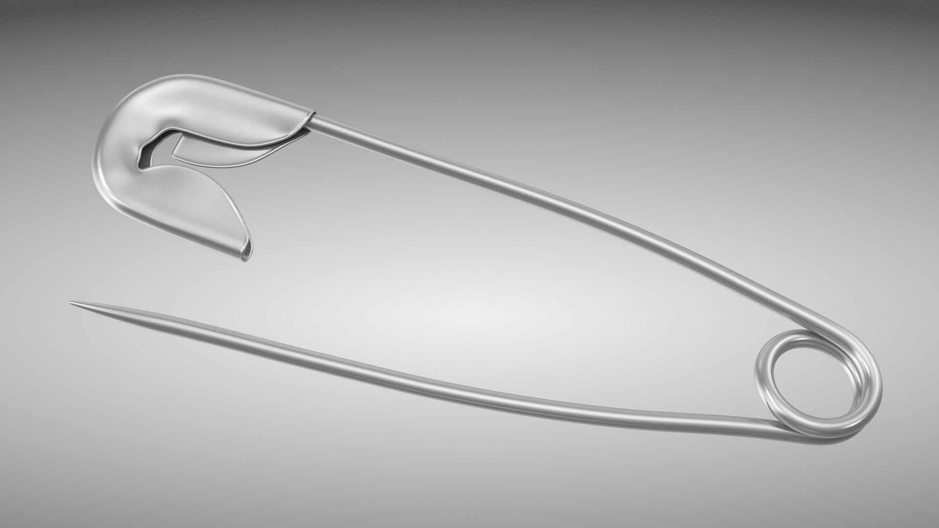 Safety Pin Open Low-poly 3D model_2